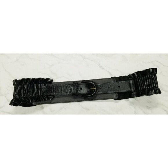 Hobo International  Black Leather Belt ruffles size‎ Medium - Picture 1 of 16